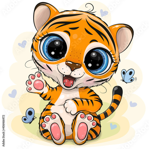 Cartoon Tiger on a yellow background