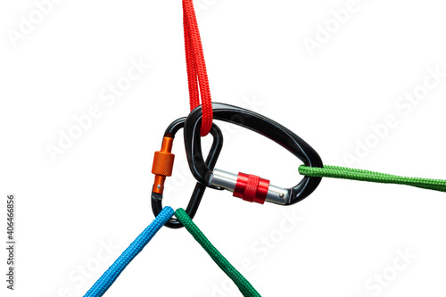 image of a carabiner on a rope