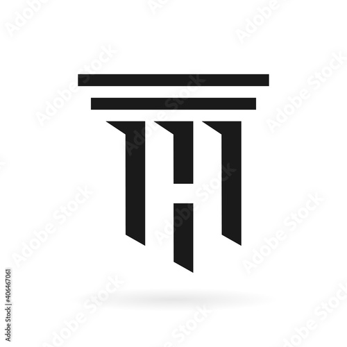 law pillar letter h logo design concept