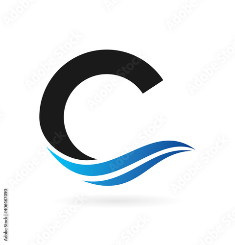 water wave letter c logo