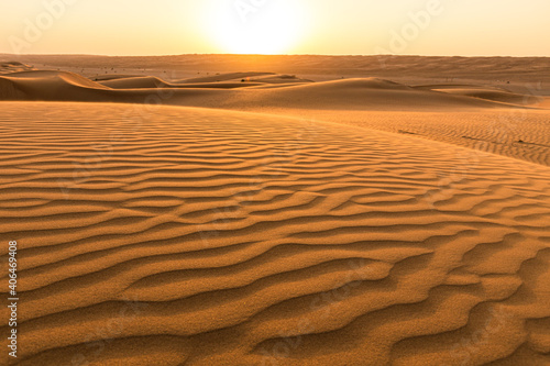 Sandunes at sunset in the desert of Oman