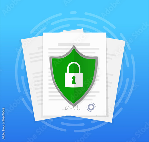 Flat document secure for paper design. Digital signature concept. Vector illustration design.