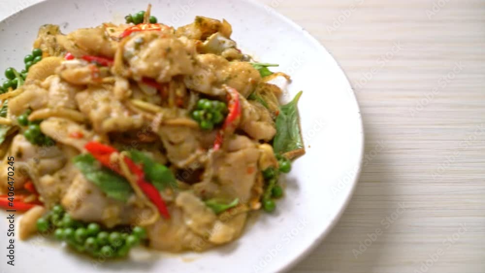 stir fried holy basil with fish and herb - Asian food style stir fried holy basil with fish and herb - Asian food style