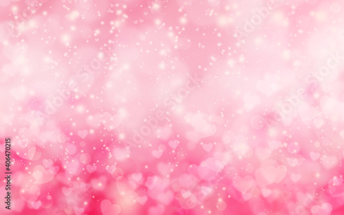 St. Valentine's Day pink hearts bokeh background © elistaya