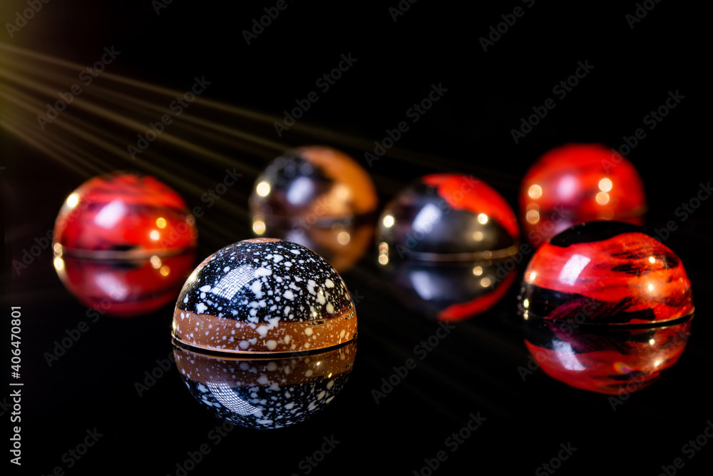 sweet, colorful, glossy candies and handmade chocolates sweet, colorful, glossy candies and handmade chocolates