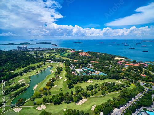 Aerial view of Sentosa, singapore