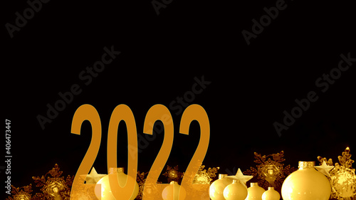 2022 , sur fond noir, et boules déco