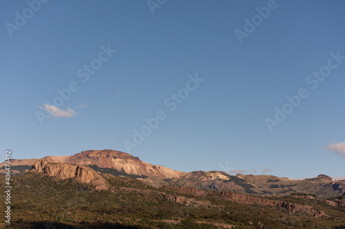Landscape view of Patagonian mountains during summer season in Los Alerces National Park  Patagonia  Argentina