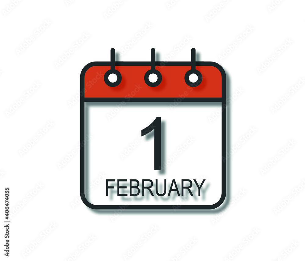 February. Calendar Icon with long shadow in Flat Design style. Daily calendar isolated on white background. Vector Illustration Easy to edit, manipulate, resize or color.
