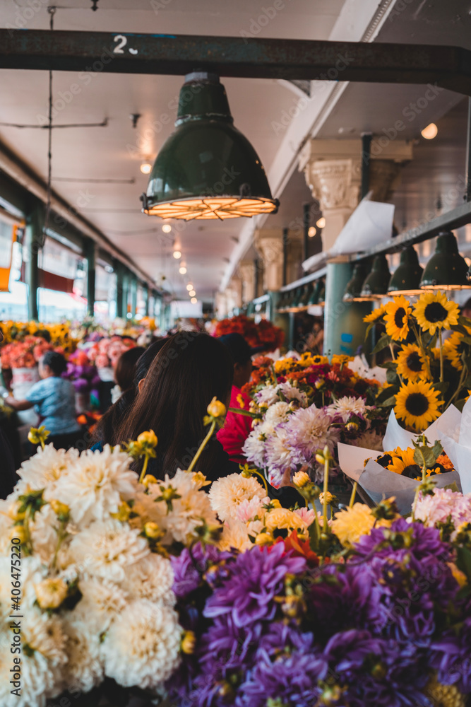 Naklejka premium Flower Market in Seattle 