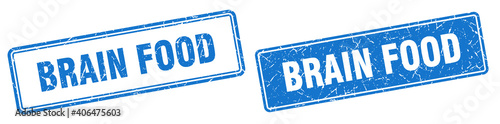 brain food stamp set. brain food square grunge sign