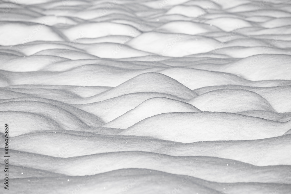 Fototapeta premium Winter bright landscape with snowdrifts