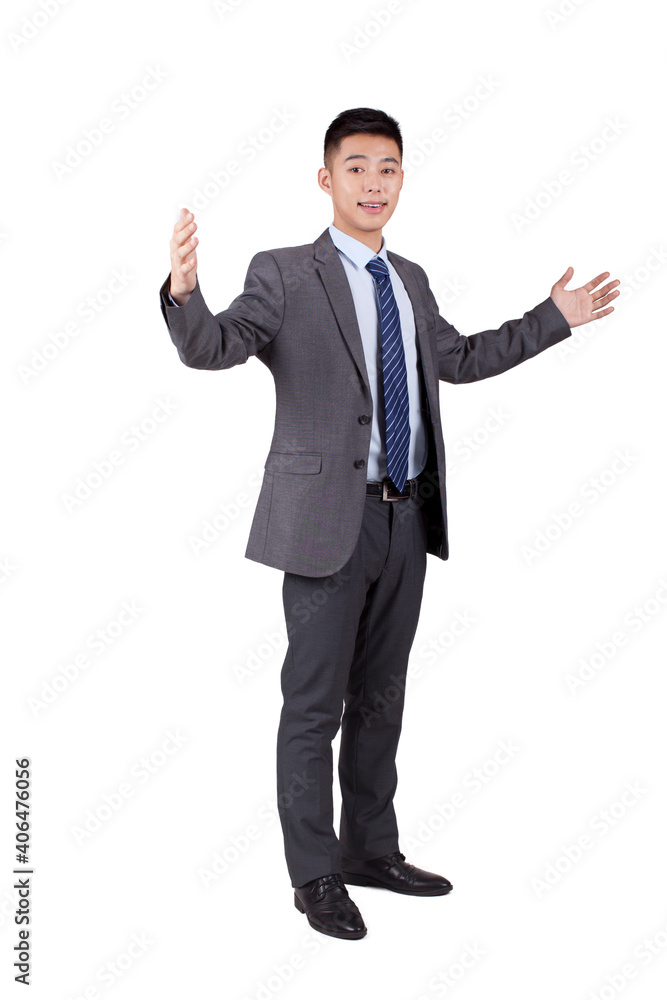 Portrait of young Business man opening arms Portrait of young Business man opening arms