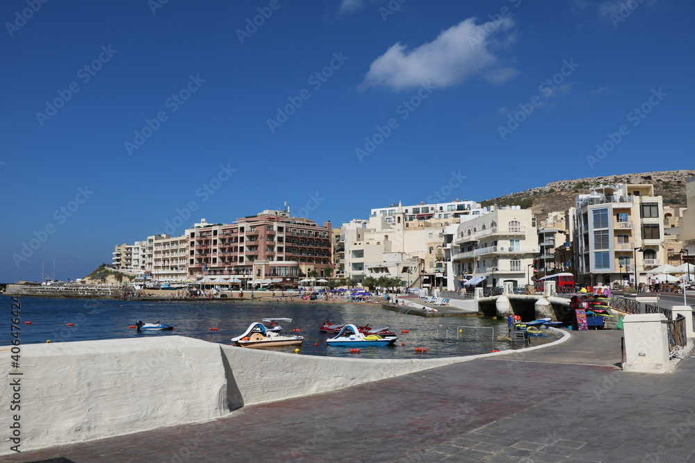 Xlendi on Gozo at the Mediterranean Sea , Malta