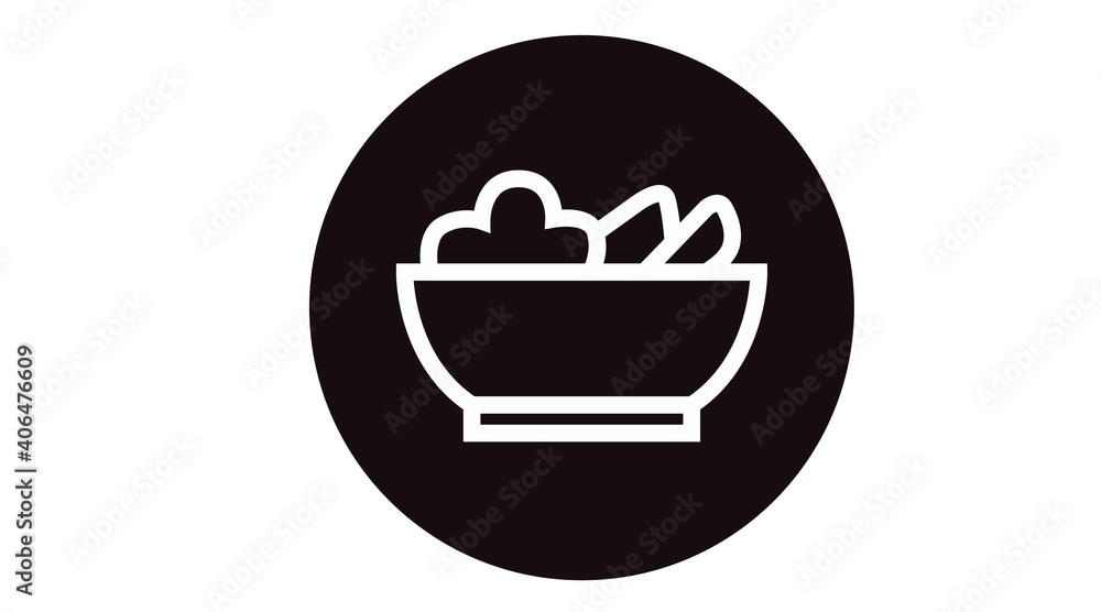 Vector Isolated Illustration of a Food Bowl. Black and White Food Bowl Icon Vector Isolated Illustration of a Food Bowl. Black and White Food Bowl Icon