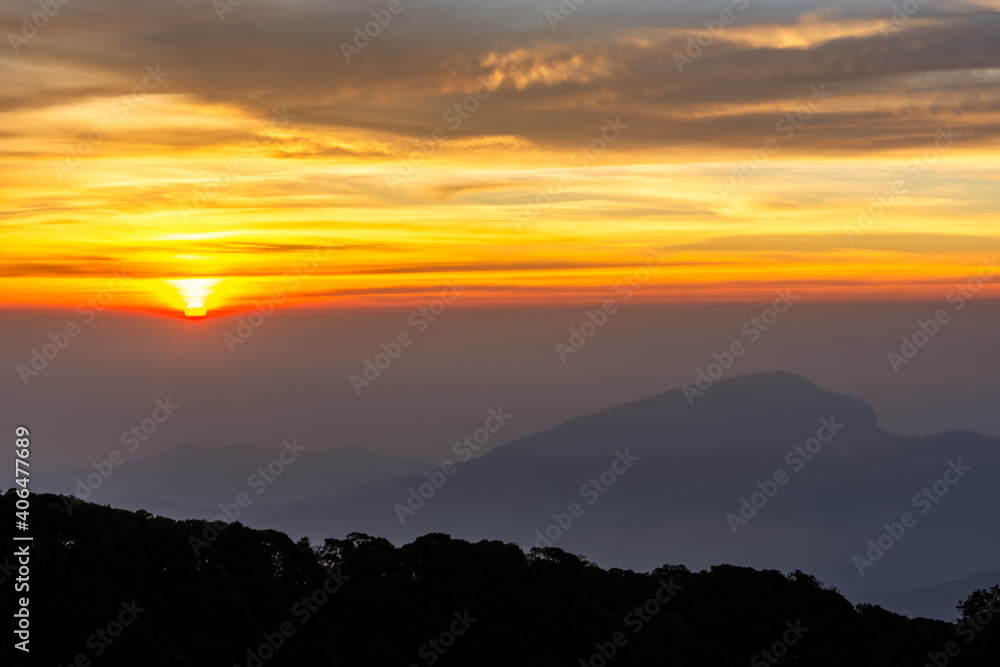 Doi Inthanon view point in the morning, Doi Inthanon National Park, Chiang Mai, Thailand
