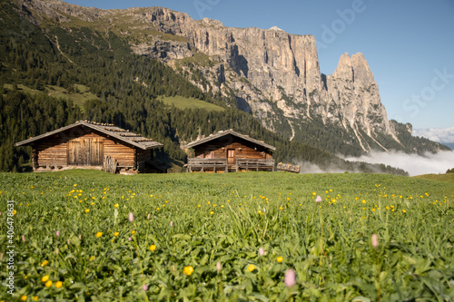 house in the mountains in the Dolomites, Italy