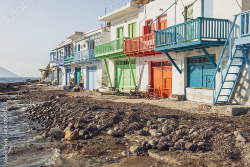 colorful houses in Klima village on Milos island, Greece