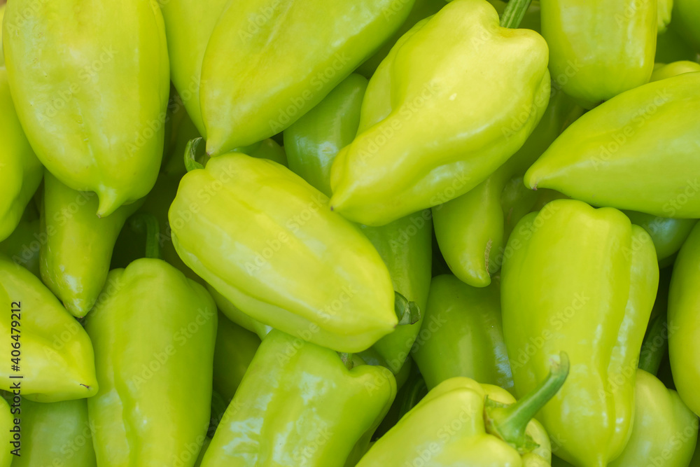 Background texture of green fresh pepper.
