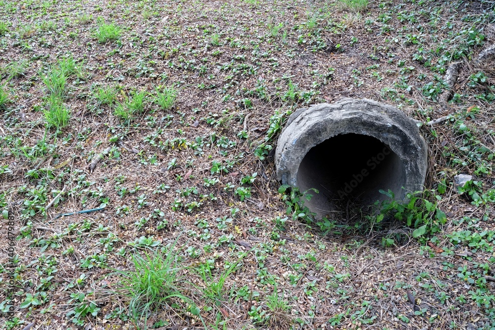 Obsolete Old Concrete Water Pipe. Obsolete Old Concrete Water Pipe.