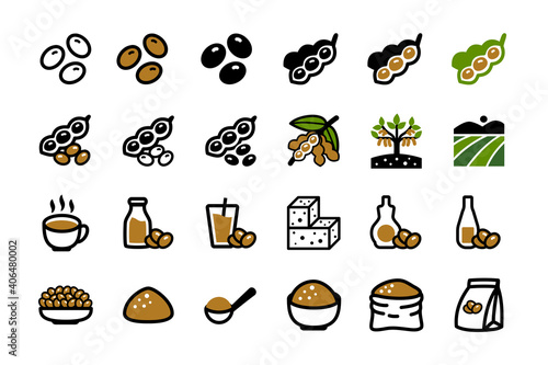 Soy soybean icon set - Hand drawn doodle icons