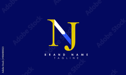 Alphabet letters Initials Monogram logo NJ, JN, N and J, Alphabet Letters NJ minimalist logo design in a simple yet elegant font, Unique modern creative minimal circular shaped fashion brands