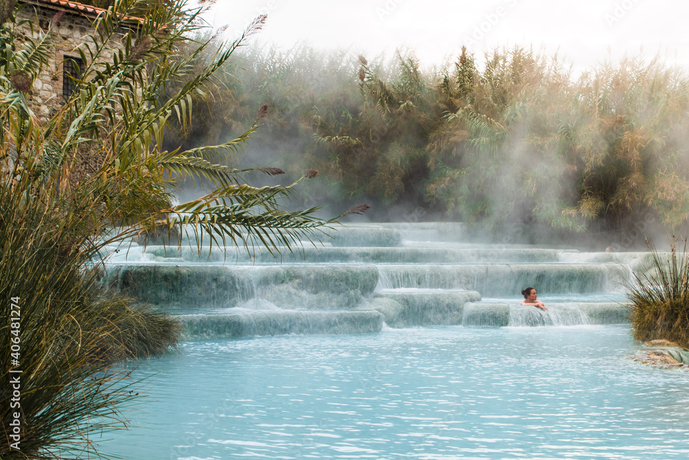 Saturnia hot springs in Tuscany, Italy - obrazy, fototapety, plakaty 