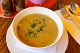 Czech kulajda - soup with vegetables, eggs and chopped herbs. Czech cuisine