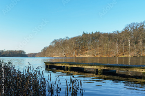 Wooden landingstage at Hunowsee lake in Meseberg © Ina