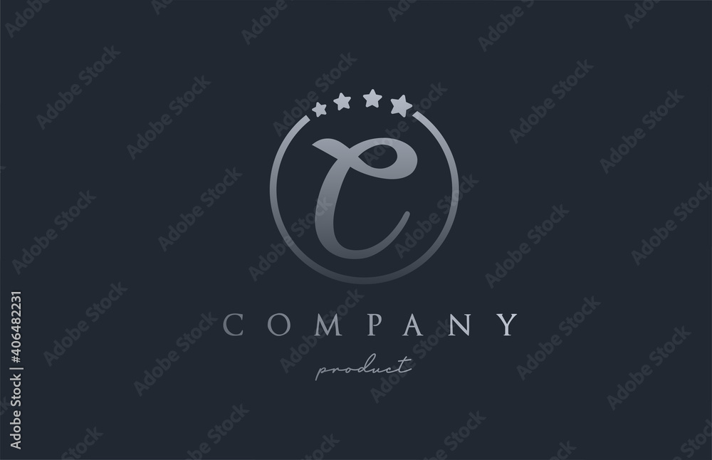 C blue grey alphabet letter logo for corporate and company. Design with circle and star. Can be used for a luxury brand C blue grey alphabet letter logo for corporate and company. Design with circle and star. Can be used for a luxury brand