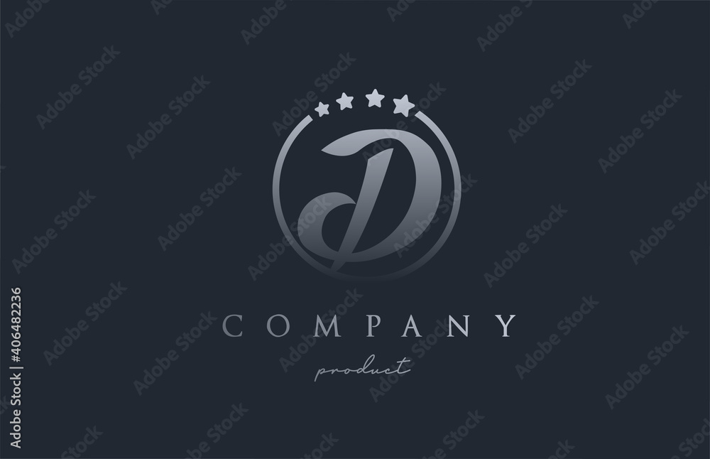 D blue grey alphabet letter logo for corporate and company. Design with circle and star. Can be used for a luxury brand D blue grey alphabet letter logo for corporate and company. Design with circle and star. Can be used for a luxury brand