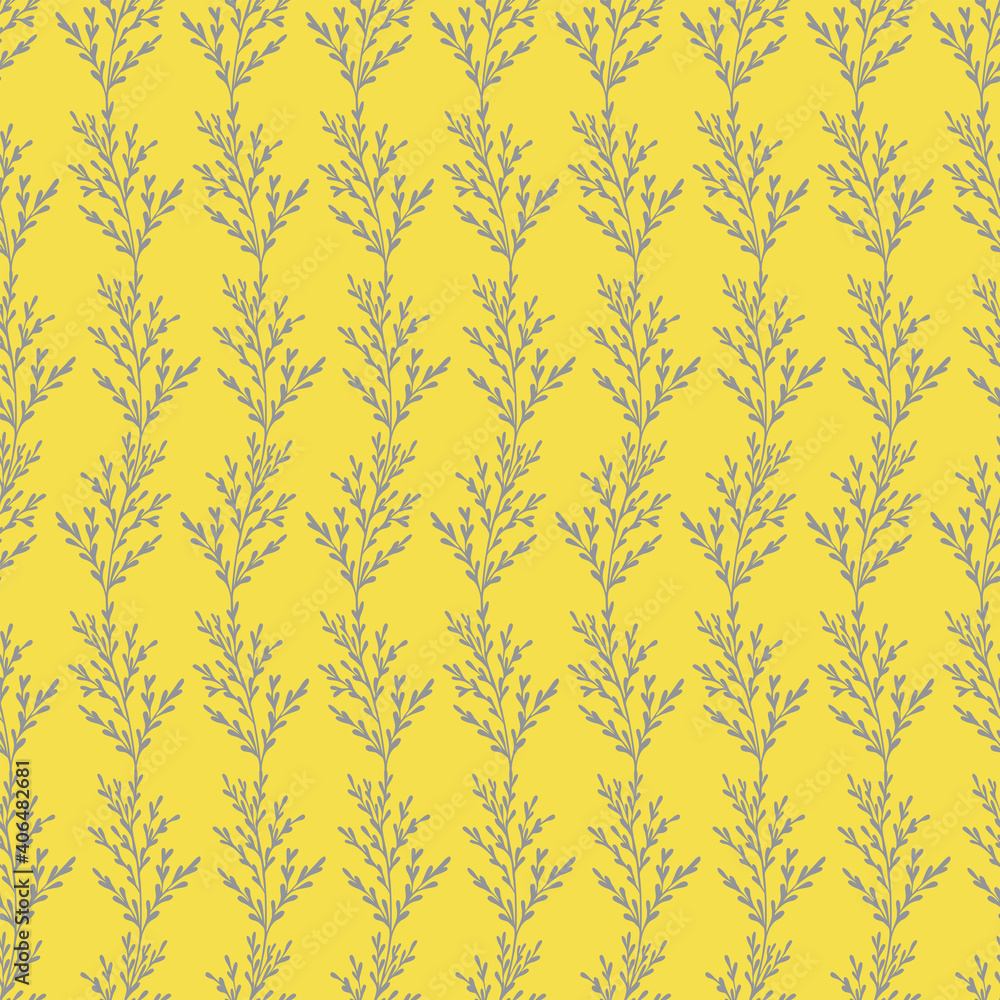 Vector seamless floral pattern. Gray contouring elements on a yellow background. Vector seamless floral pattern. Gray contouring elements on a yellow background.