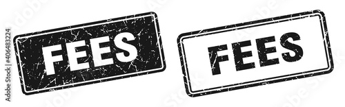 fees stamp set. fees square grunge sign