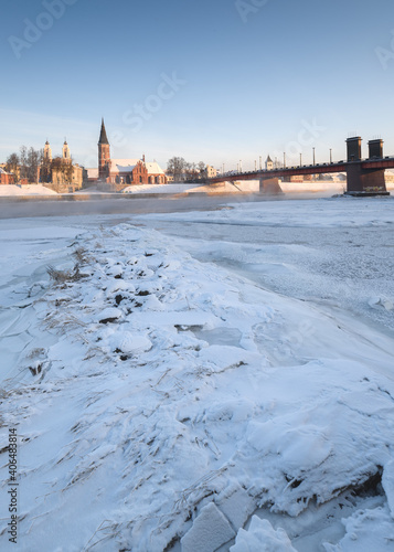 Winter cold morning in Kaunas, Lithuania.