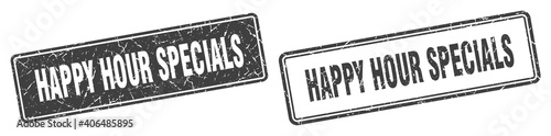 happy hour specials stamp set. happy hour specials square grunge sign