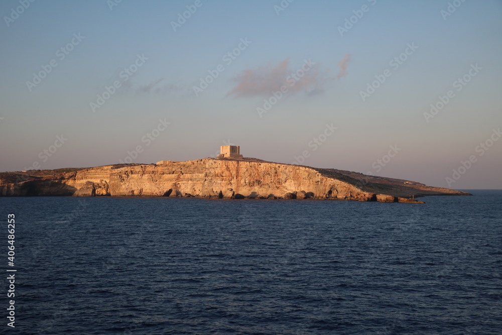 Dusk at St mary’s tower on Comino, Malta