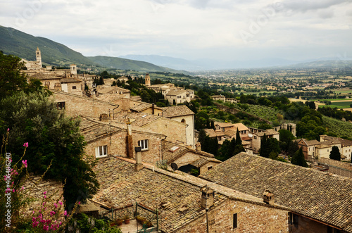 High- angle view of Assisi roofs