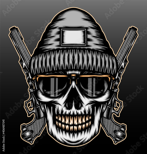 Cool gangsta skull illustration