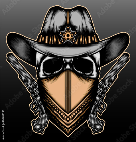 Cowboy skull with bandana
