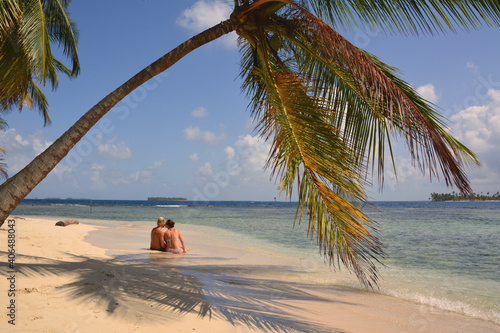 couple on the beach on San Blas islands, Panama