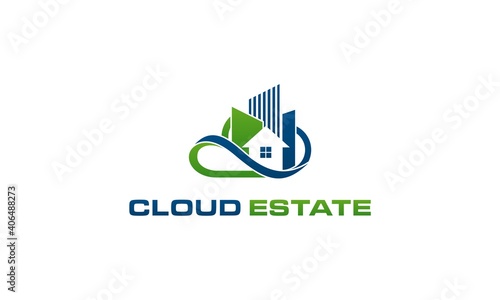 modern cloud estate logo design