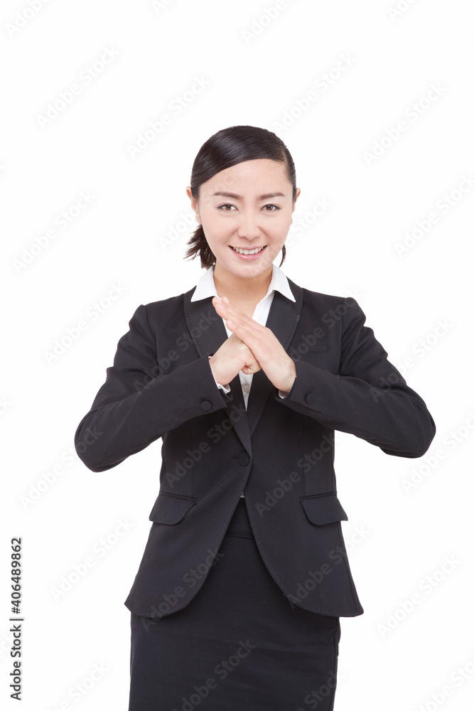 Young business woman paying New Year using cell phone Young business woman paying New Year using cell phone