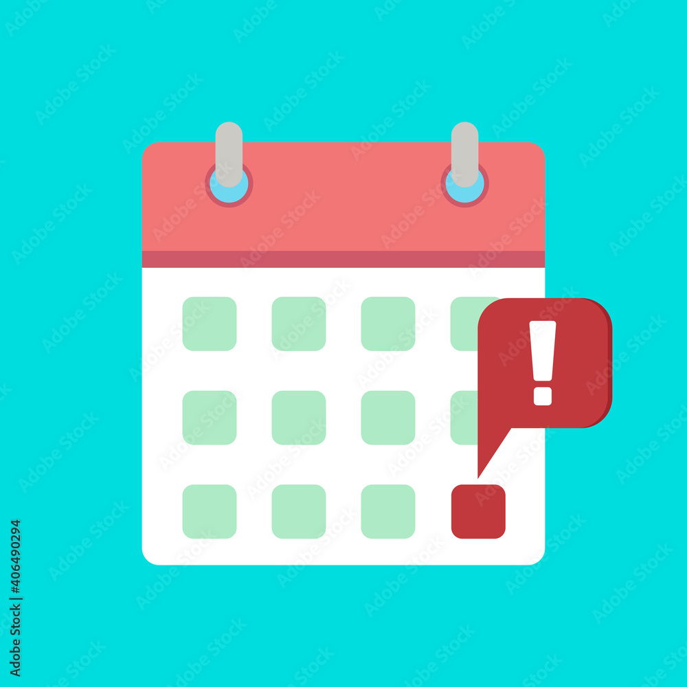 Calendar icon with exclamation mark. Calendar icon with exclamation mark.