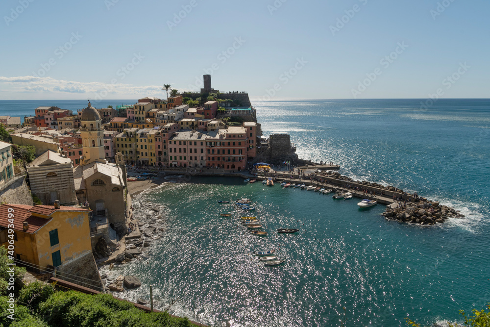 view of the old village Vernazza in Cinque Terre, Italy