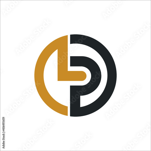 Creative abstract letter pl logo design. Linked letter lp logo design with border.