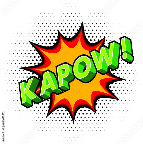 Kapow Effect with Halftone in Comic Book Style. Vector Design Element. Retro Sticker.