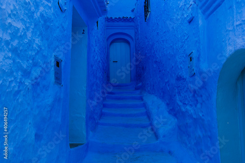street in the blue city Chefchaouen, Morocco © Stephan
