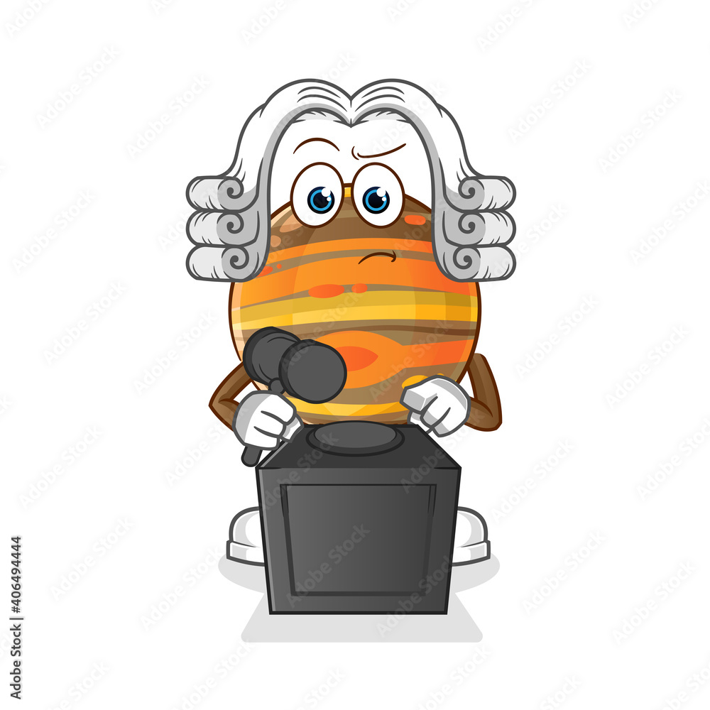 jupiter judge holds gavel illustration. character vector jupiter judge holds gavel illustration. character vector