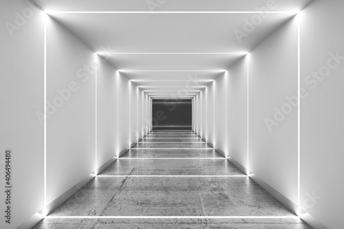 Fototapeta Naklejka Na Ścianę i Meble -  Abstract minimal interior background. Long tunnel