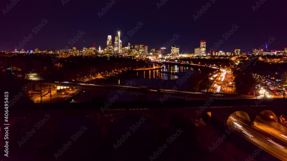 Aerial Timelapse Cityscape Philadelphia at Night Aerial Timelapse Cityscape Philadelphia at Night
